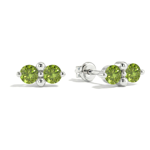 Peridot Round Stud Earrings in 925 Sterling Silver 3 MM 1.20ct