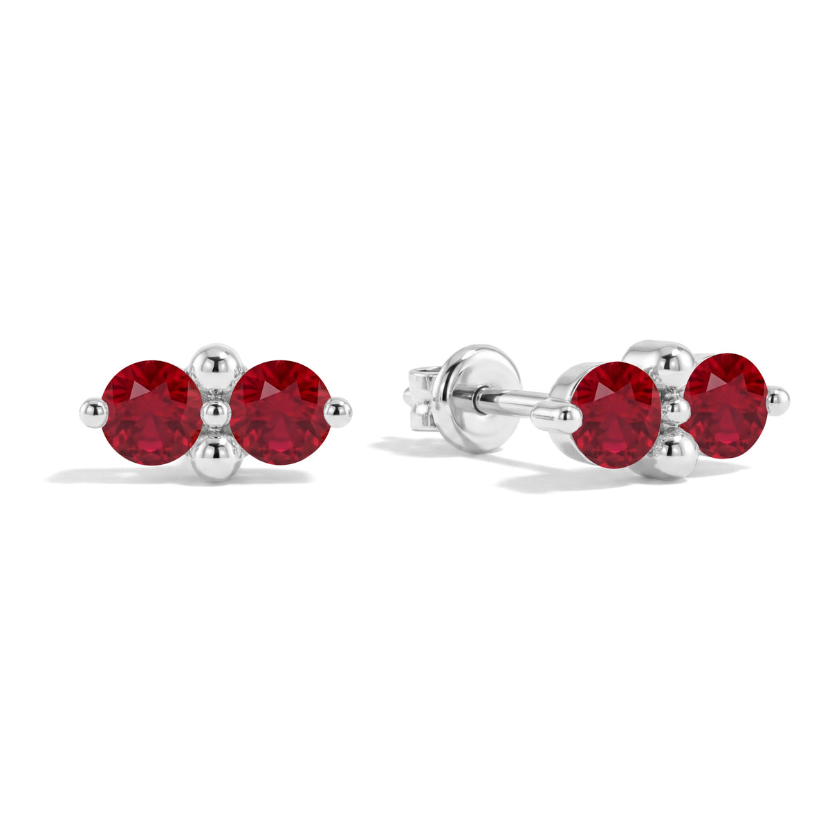 Ruby Round Stud Earrings in 925 Sterling Silver 3 MM 1.20ct