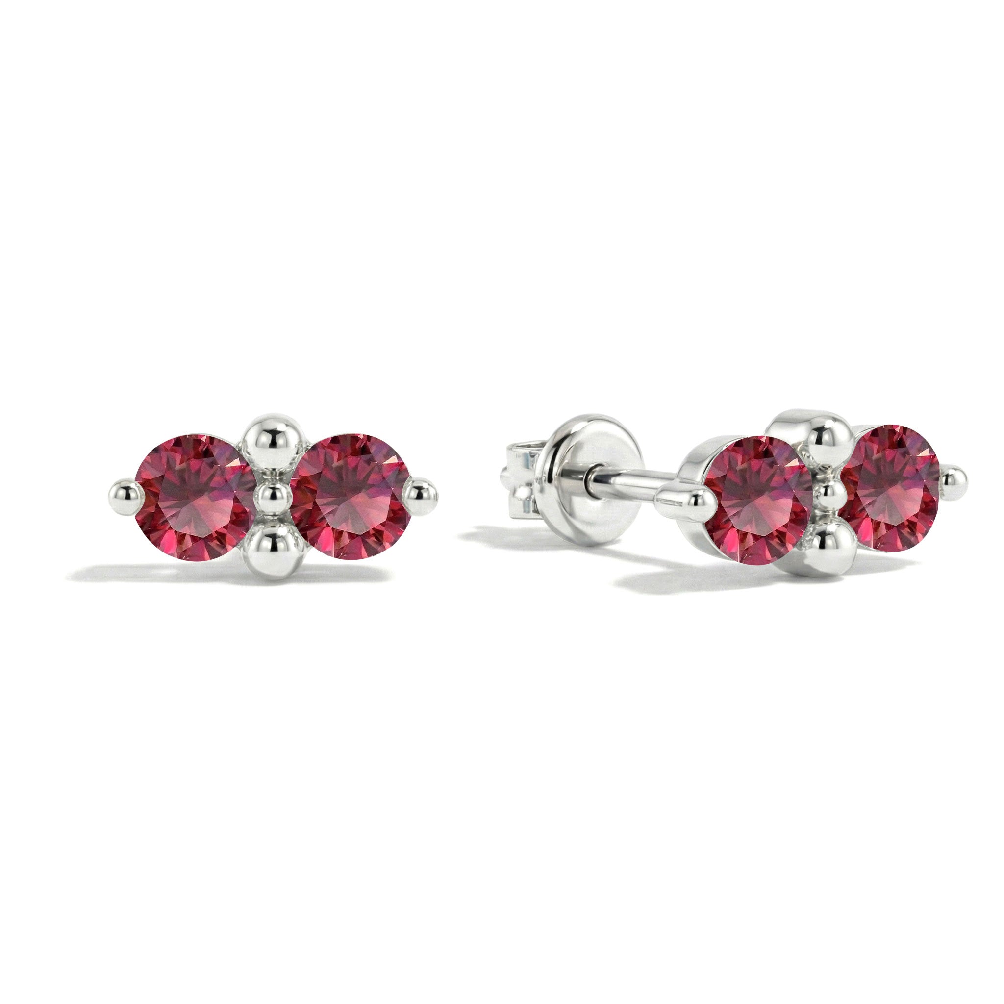 Ruby Round Stud Earrings in 925 Sterling Silver 3 MM 1.20ct