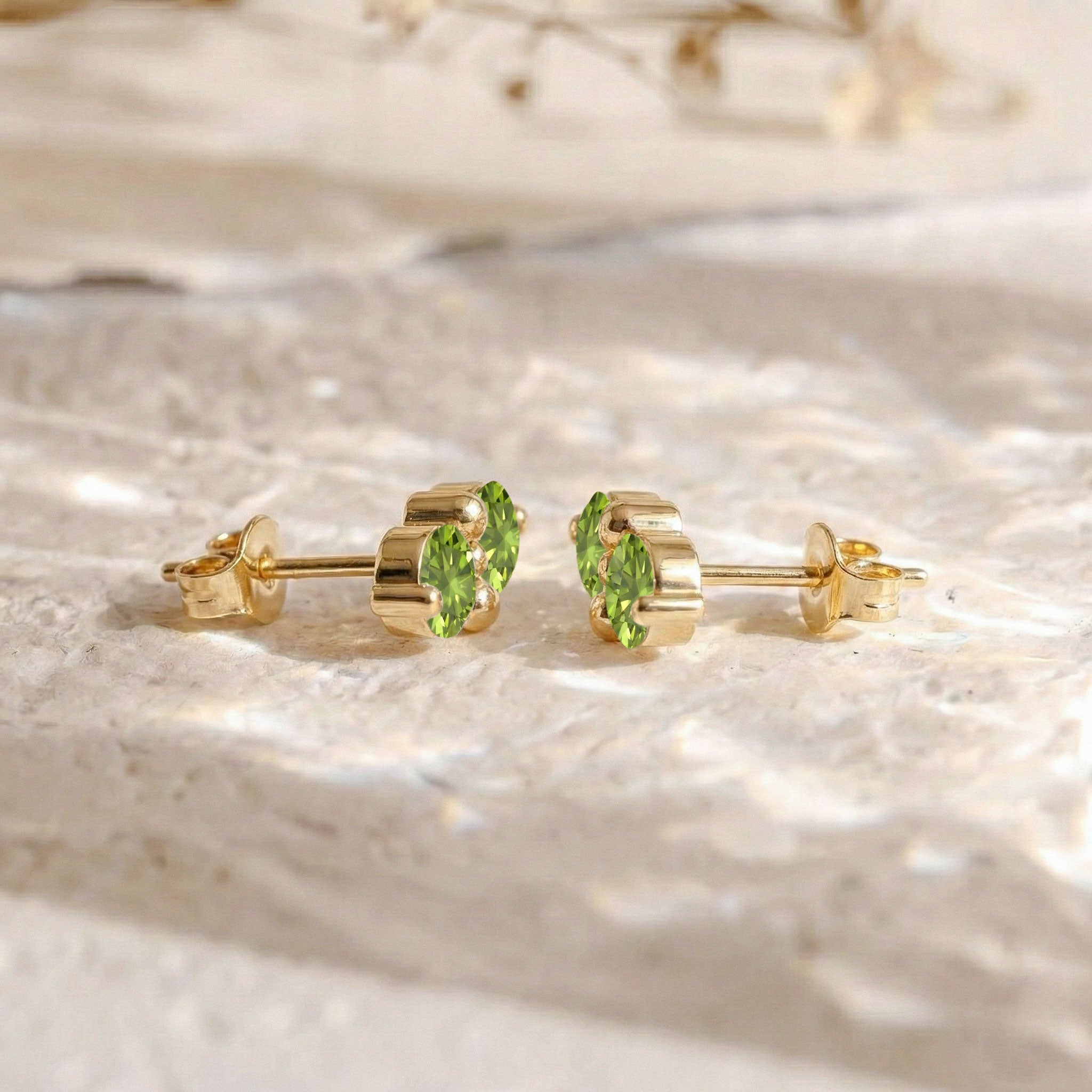 Peridot Round Stud Earrings in 925 Sterling Silver 3 MM 1.20ct