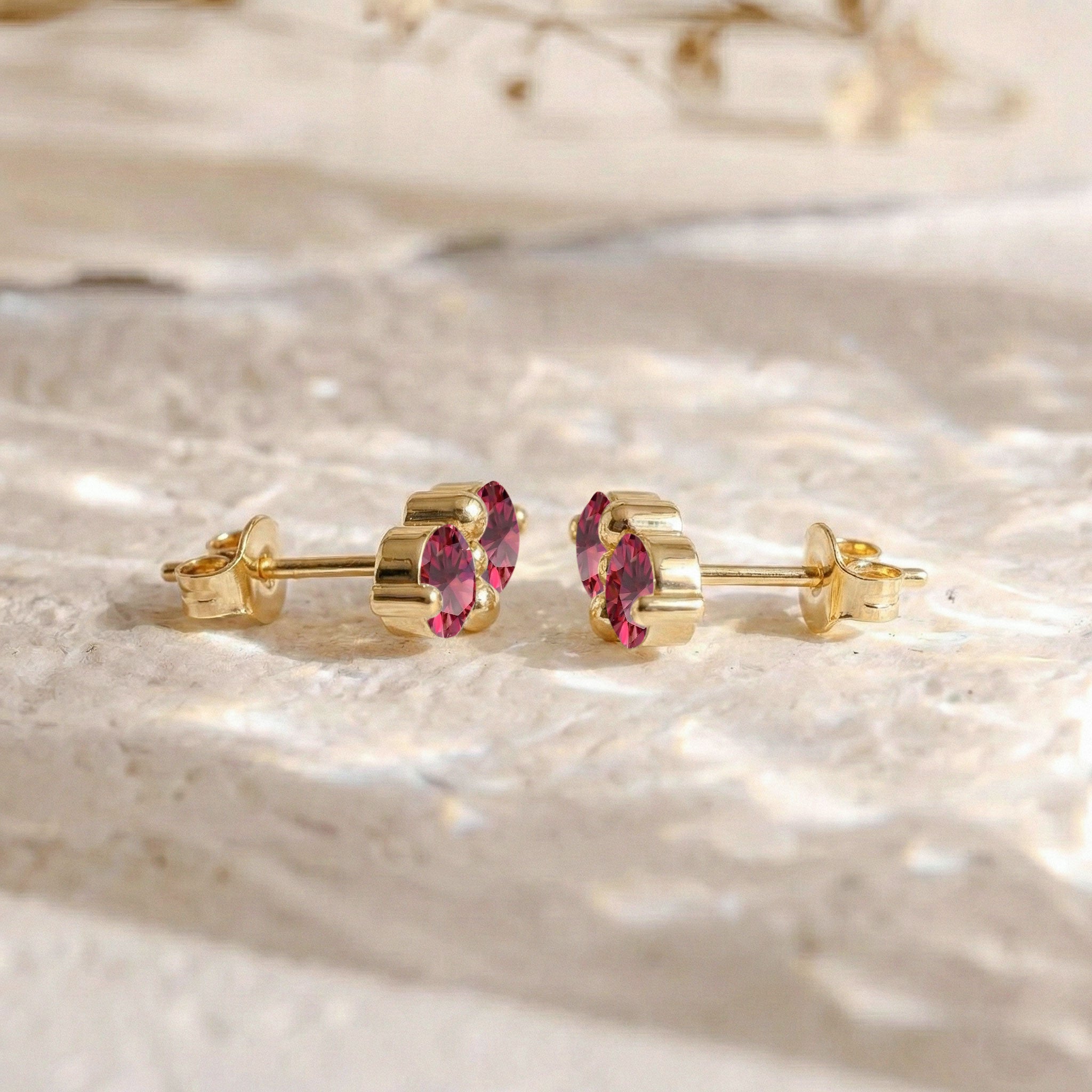 Ruby Round Stud Earrings in 925 Sterling Silver 3 MM 1.20ct