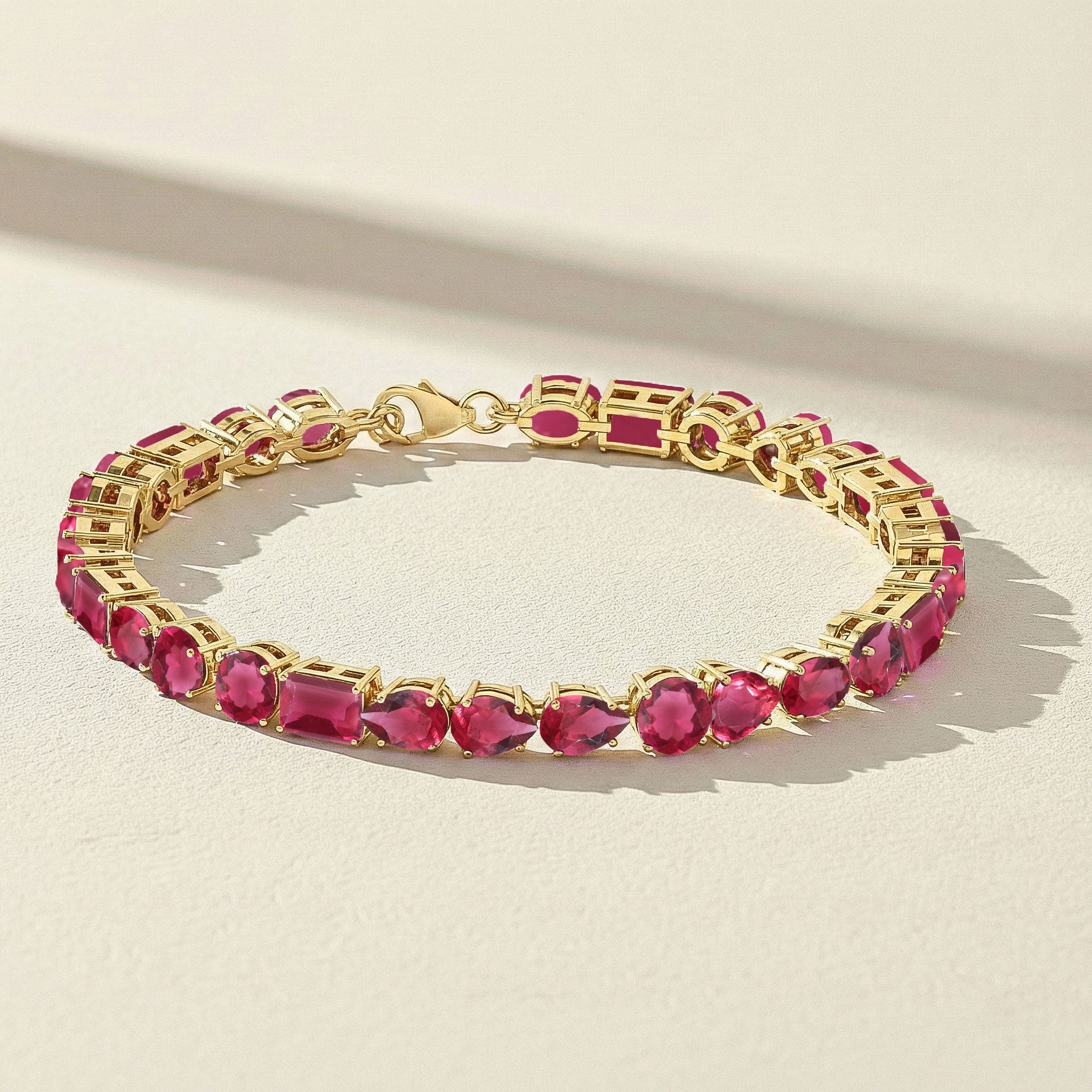 Pink Tourmaline Multi Shape Tennis Bracelet in 925 Sterling Silver 15.65 CT