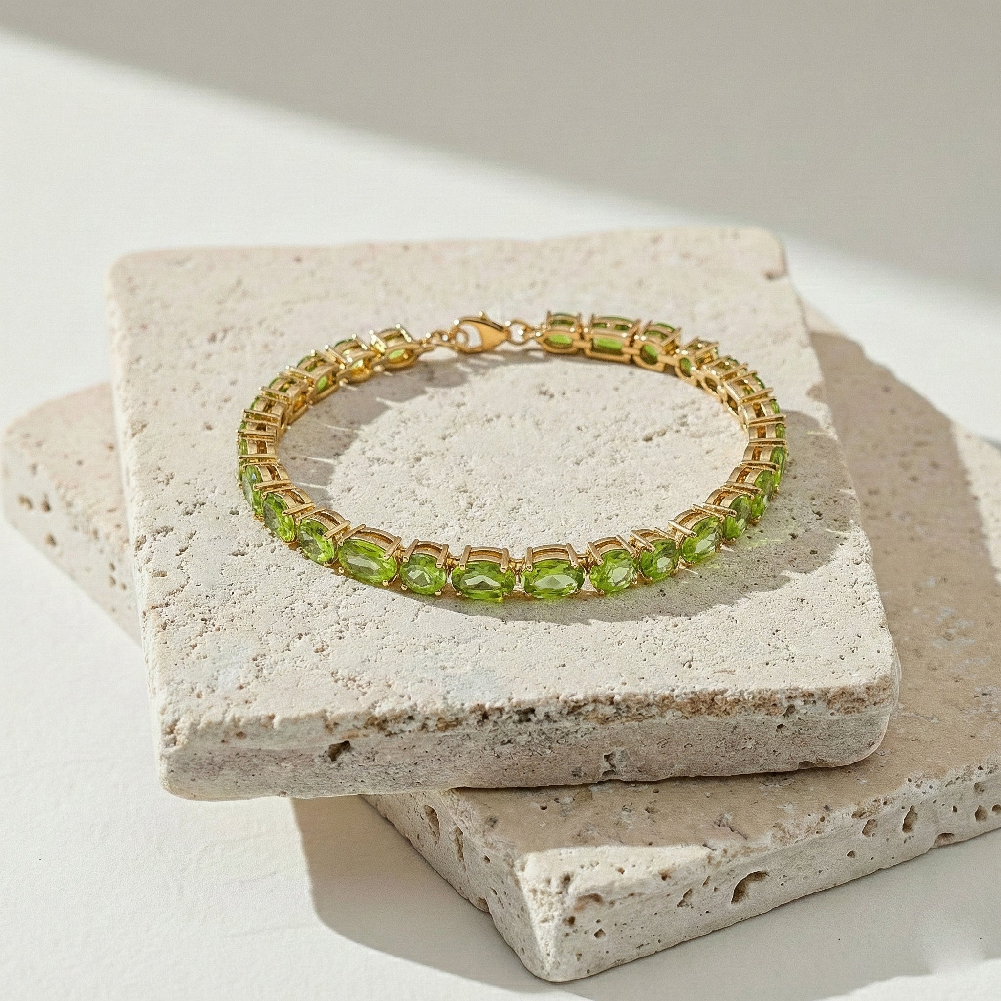 Peridot Multi Shape Tennis Bracelet in 925 Sterling Silver 15.65 CT