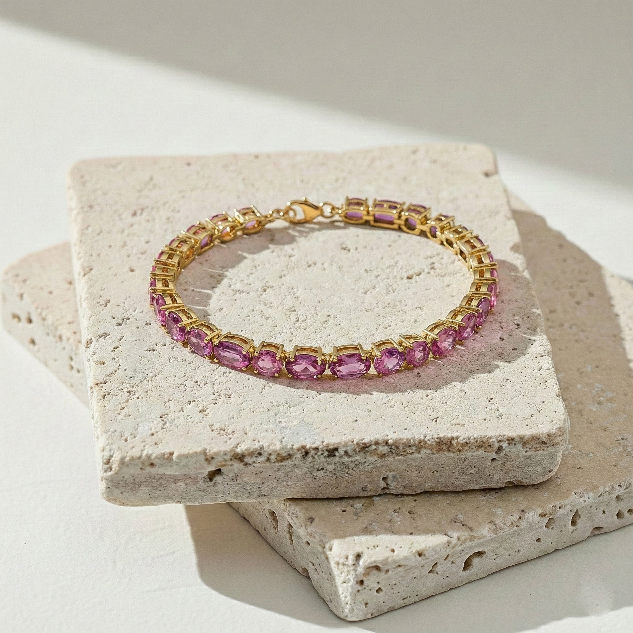 Pink Tourmaline Multi Shape Tennis Bracelet in 925 Sterling Silver 15.65 CT