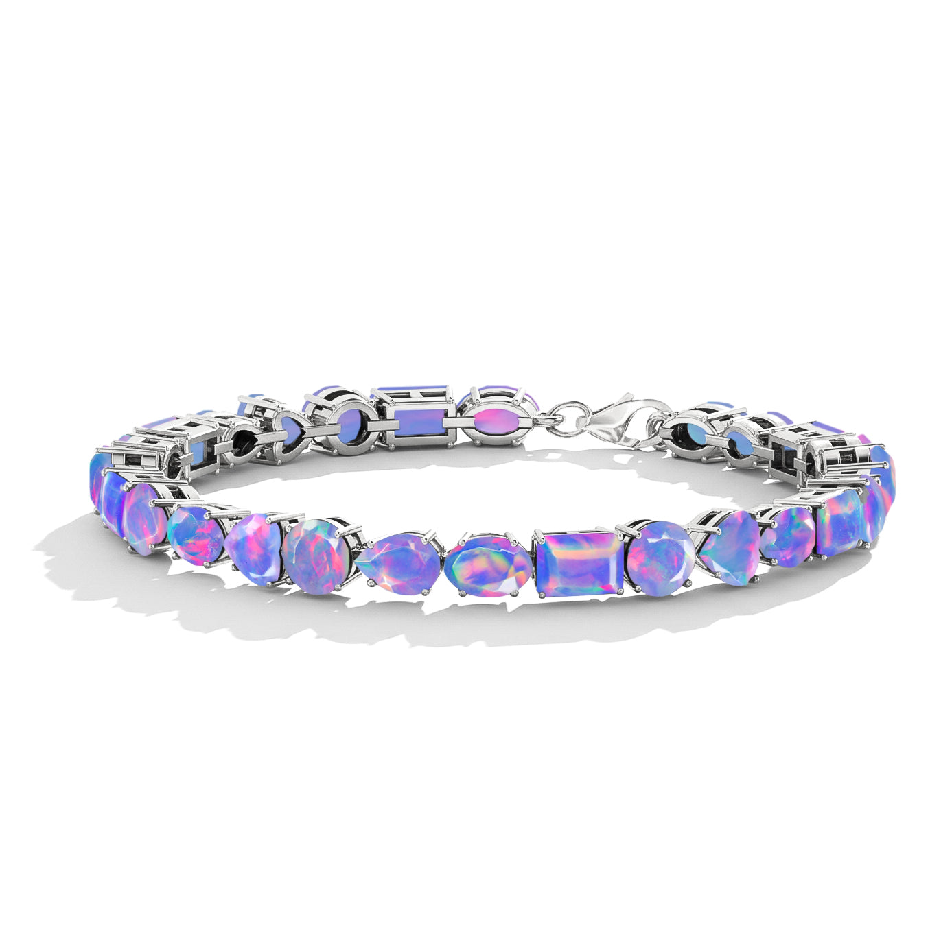 Lavender Opal Multi Shape Tennis Bracelet in 925 Sterling Silver 15.65 CT