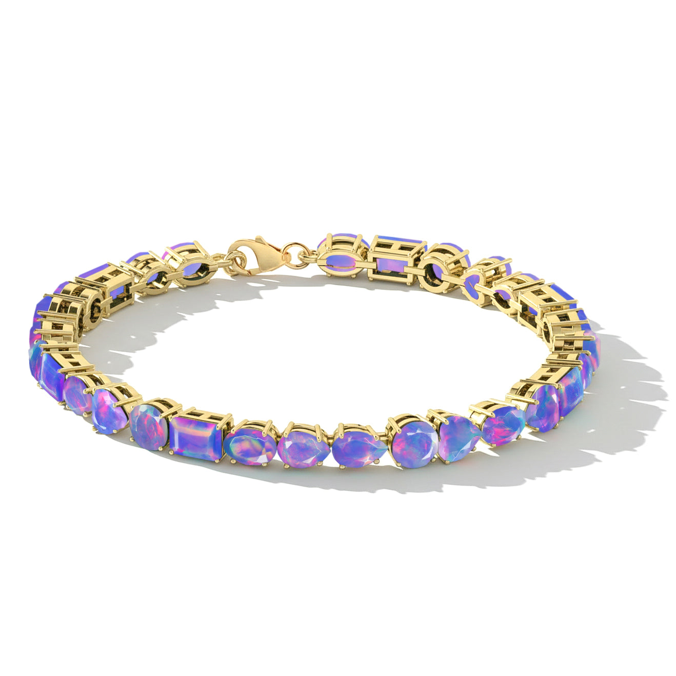 Lavender Opal Multi Shape Tennis Bracelet in 925 Sterling Silver 15.65 CT