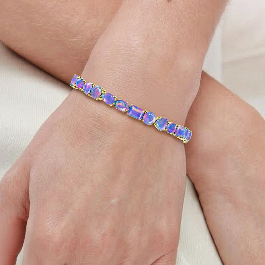 Lavender Opal Multi Shape Tennis Bracelet in 925 Sterling Silver 15.65 CT