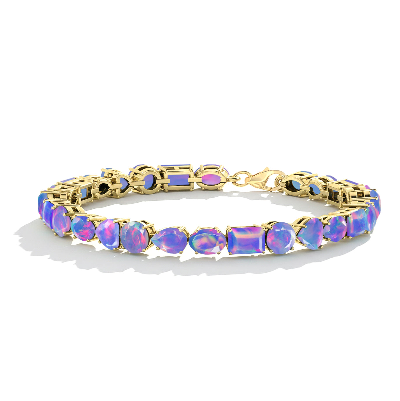 Lavender Opal Multi Shape Tennis Bracelet in 925 Sterling Silver 15.65 CT