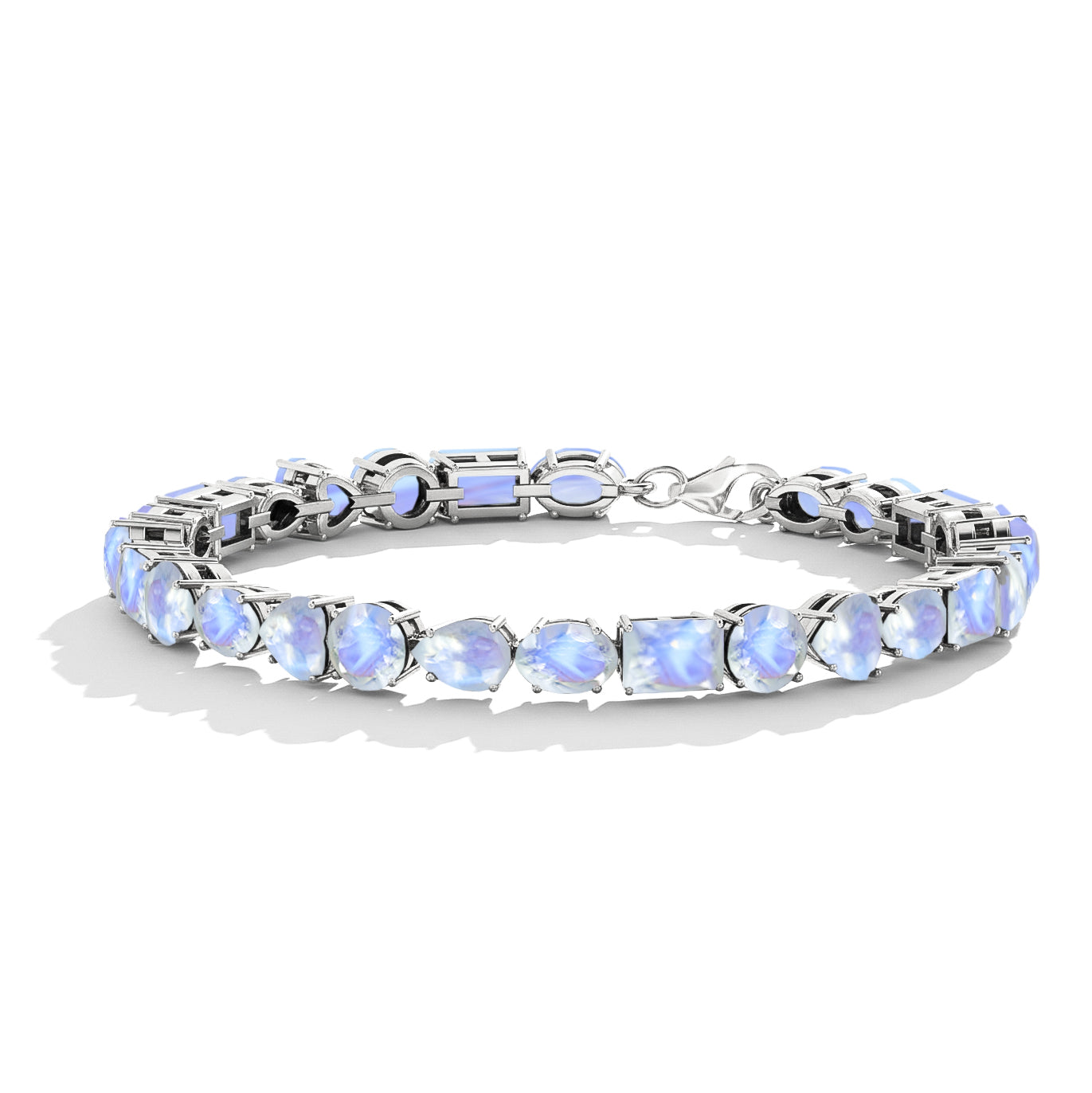 Moonstone Multi Shape Tennis Bracelet in 925 Sterling Silver 15.65 CT