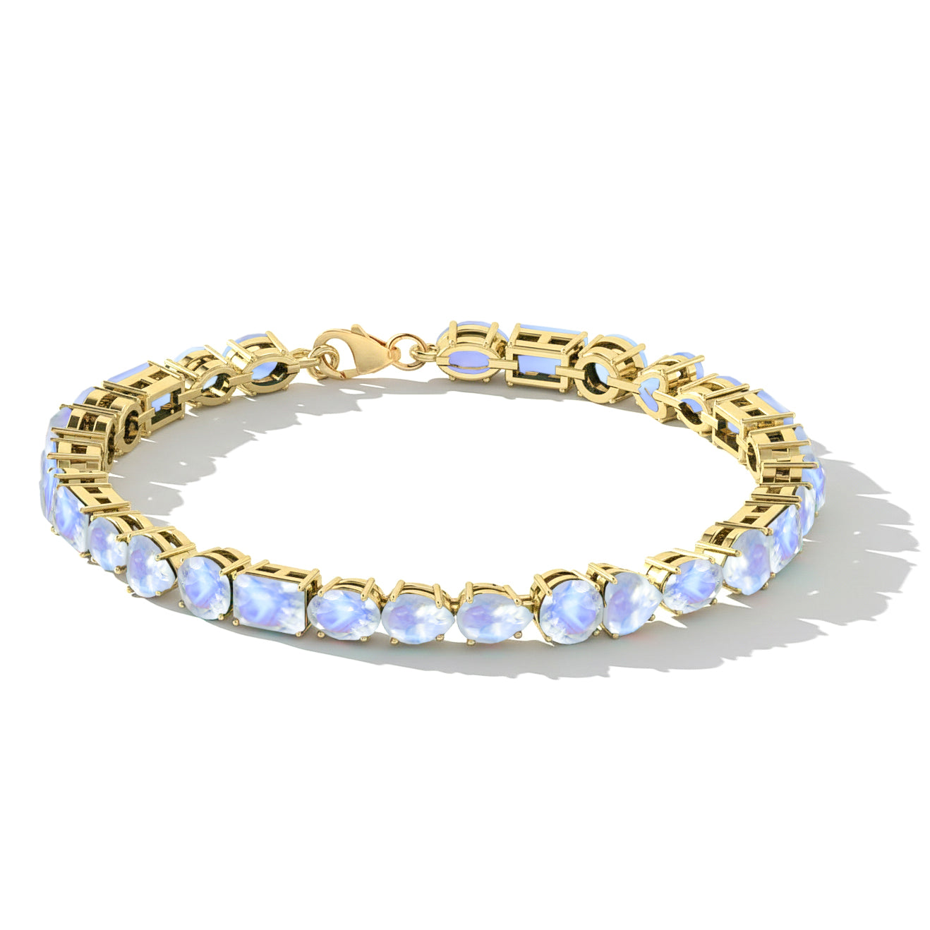 Moonstone Multi Shape Tennis Bracelet in 925 Sterling Silver 15.65 CT