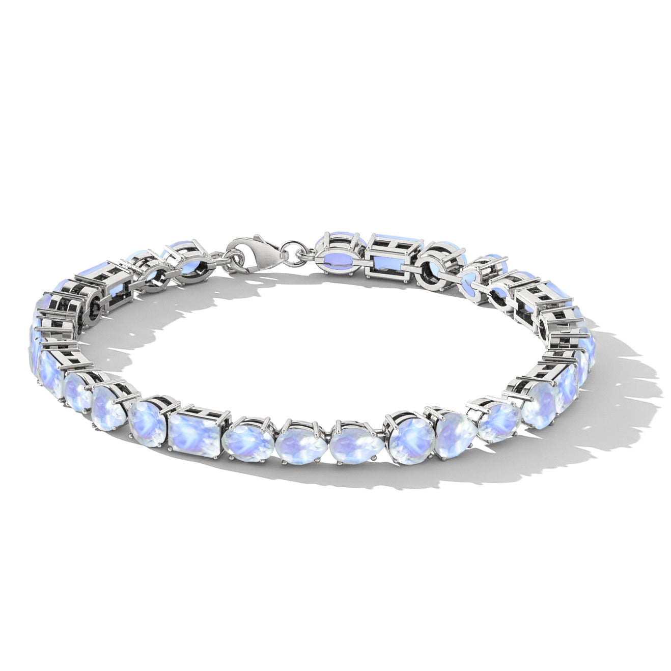 Moonstone Multi Shape Tennis Bracelet in 925 Sterling Silver 15.65 CT