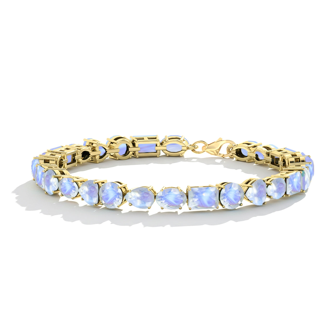 Moonstone Multi Shape Tennis Bracelet in 925 Sterling Silver 15.65 CT
