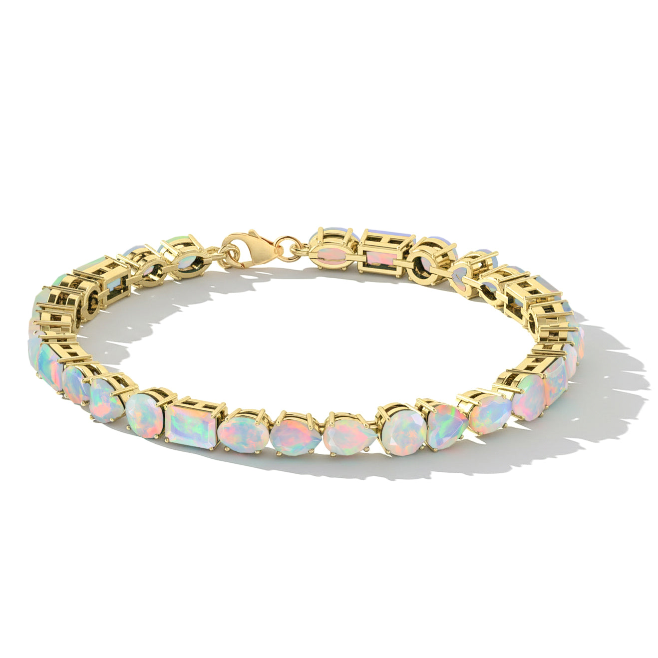 White Opal Multi Shape Tennis Bracelet in 925 Sterling Silver 15.65 CT