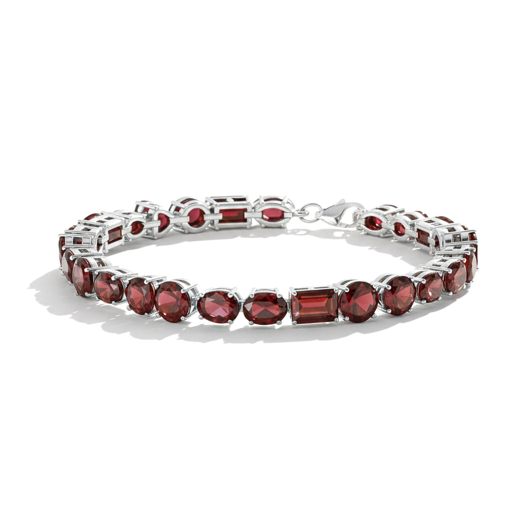 Garnet Multi Shape Tennis Bracelet in 925 Sterling Silver 15.65 CT