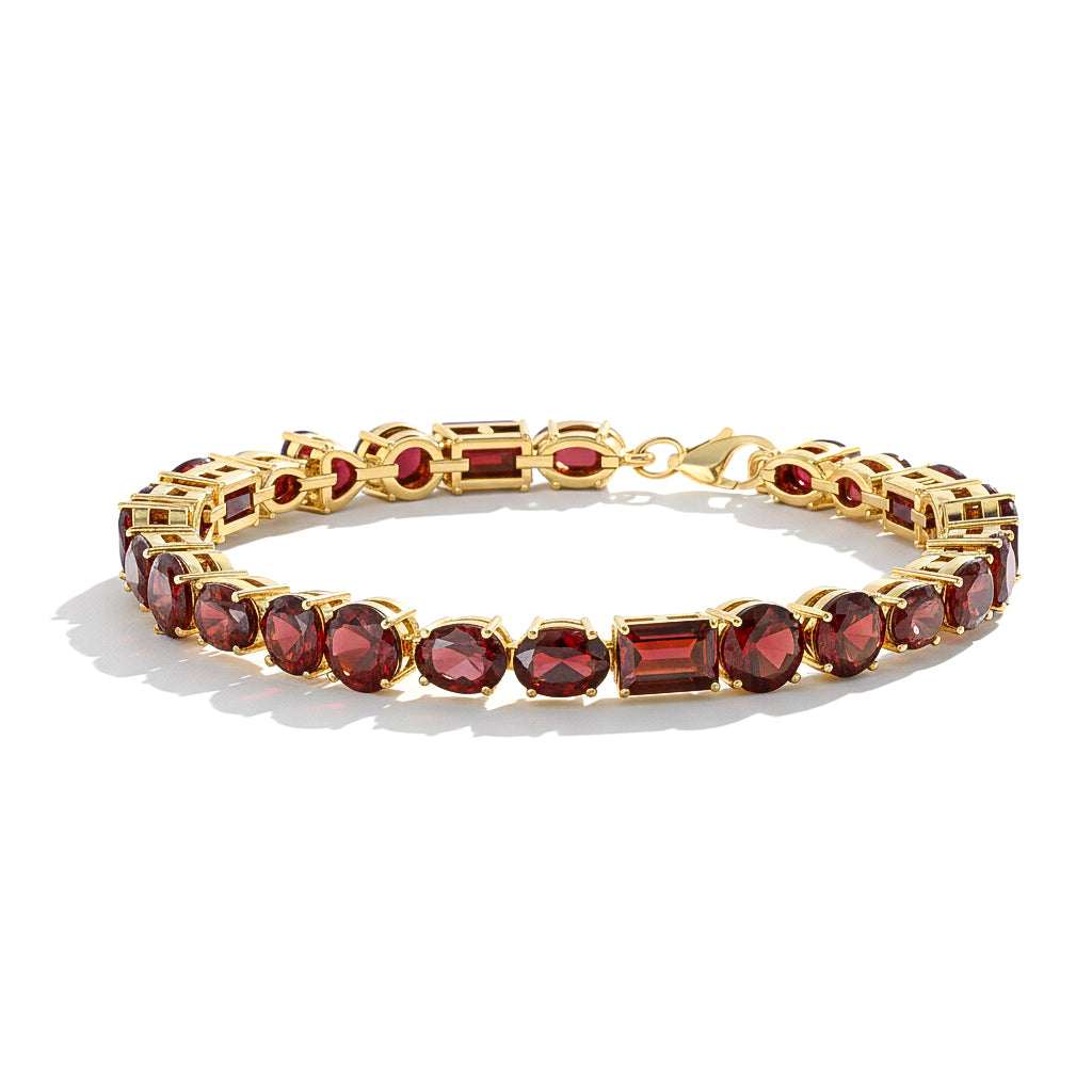 Garnet Multi Shape Tennis Bracelet in 925 Sterling Silver 15.65 CT