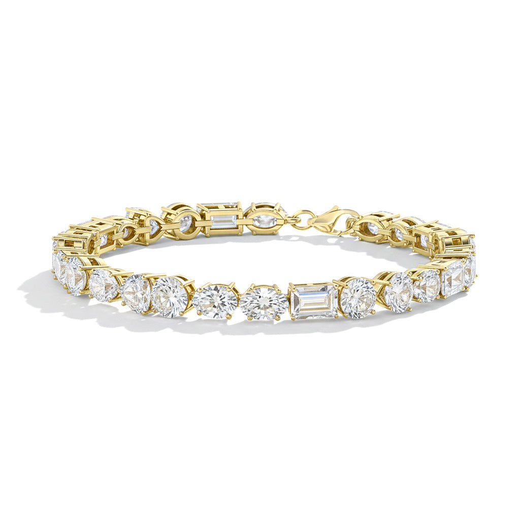 Mosissanite Multi Shape Tennis Bracelet in 925 Sterling Silver 15.65 CT