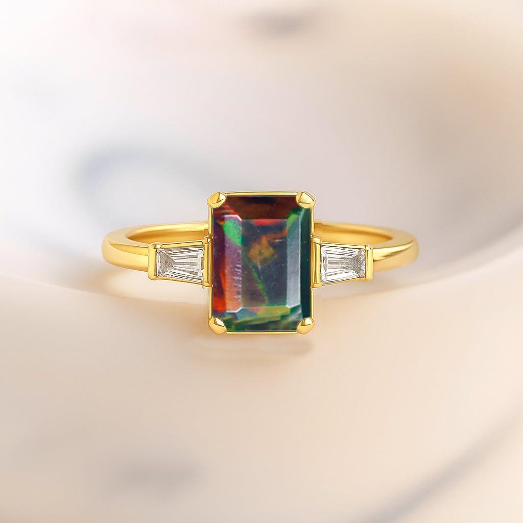Black Opal Hypoallergenic Statement Promise Wedding Ring