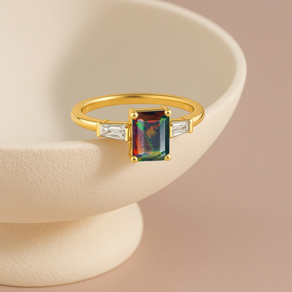 Black Opal Hypoallergenic Statement Promise Wedding Ring