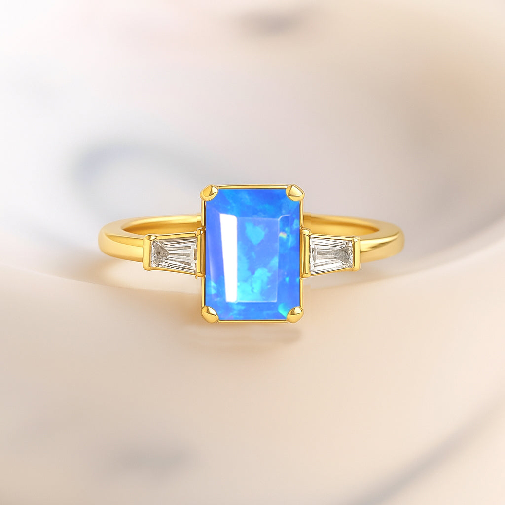 Blue Opal Hypoallergenic Statement Promise Wedding Ring