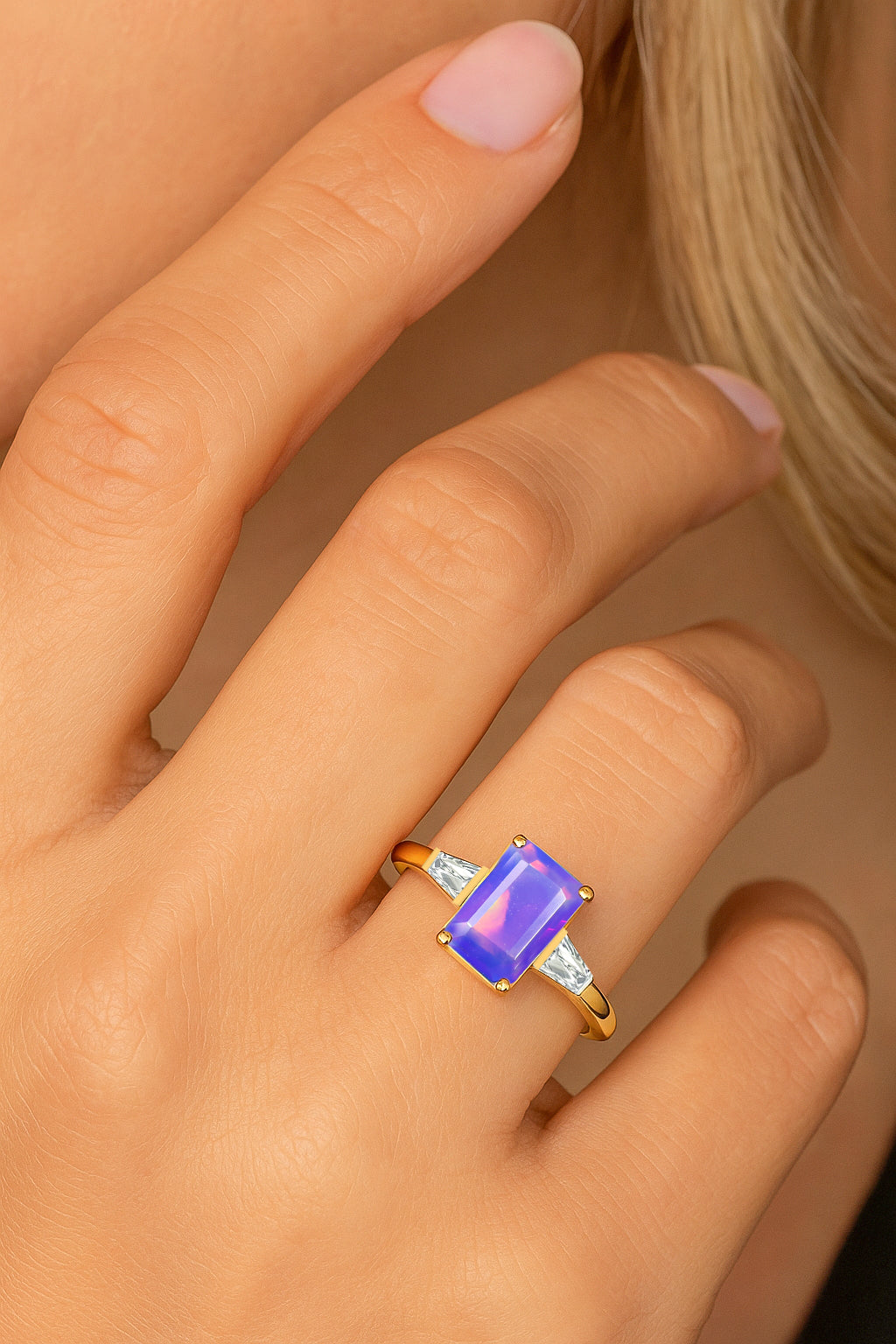 Lavender Opal Hypoallergenic Statement Promise Wedding Ring