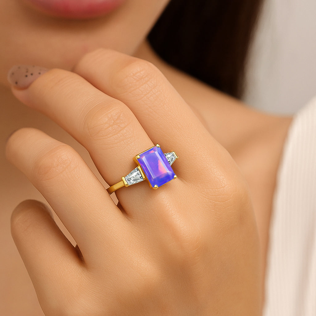 Lavender Opal Hypoallergenic Statement Promise Wedding Ring