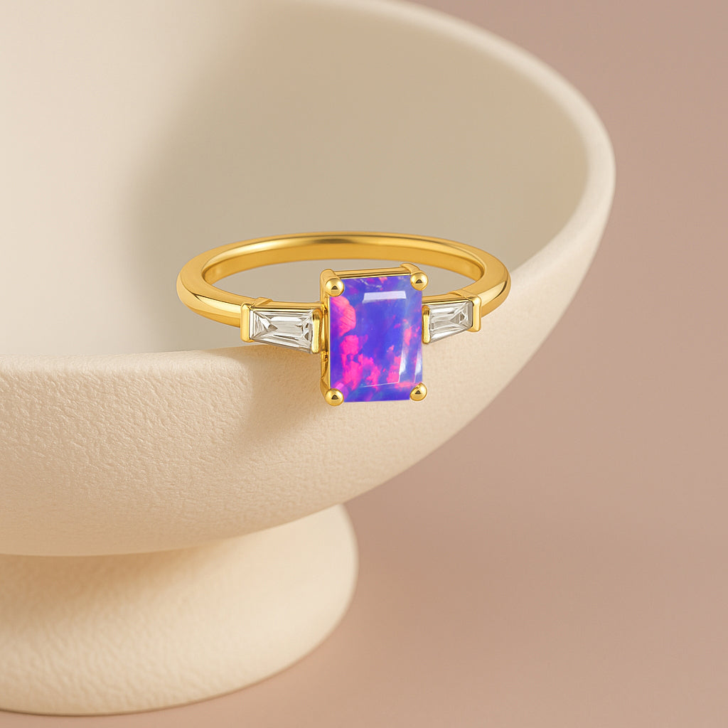 Lavender Opal Hypoallergenic Statement Promise Wedding Ring