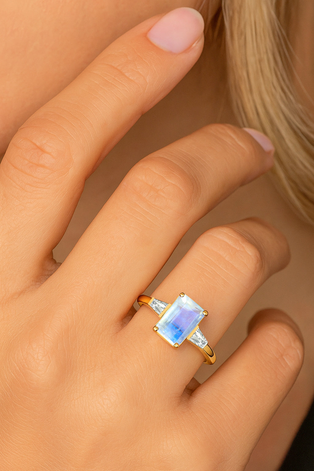 Moonstone Hypoallergenic Statement Promise Wedding Ring