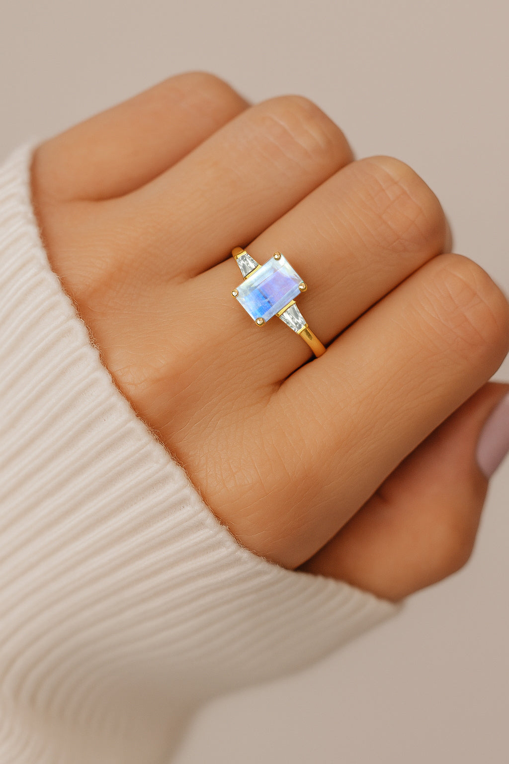 Moonstone Hypoallergenic Statement Promise Wedding Ring