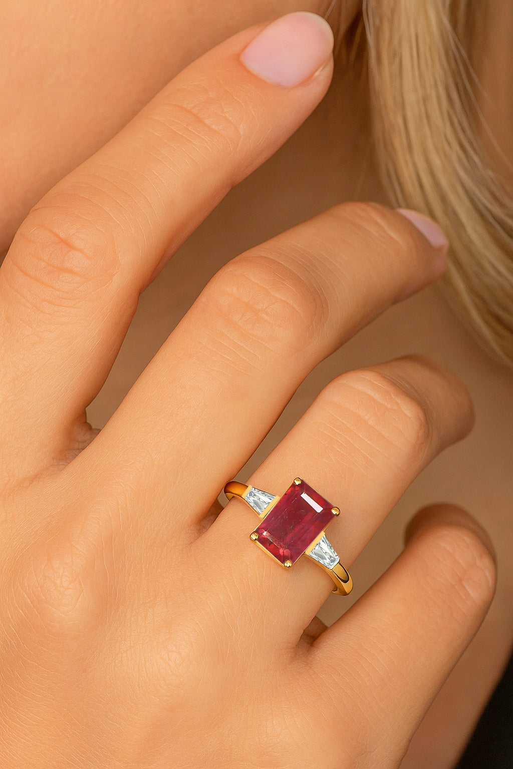 Ruby Hypoallergenic Statement Promise Wedding Ring