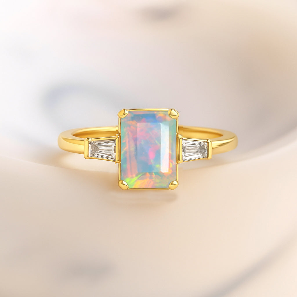 White Opal Hypoallergenic Statement Promise Wedding Ring