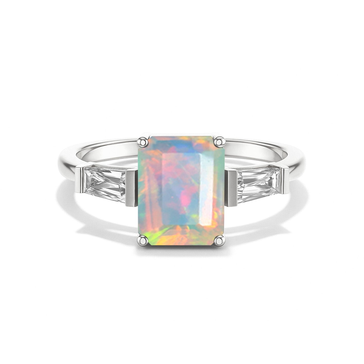 White Opal Hypoallergenic Statement Promise Wedding Ring