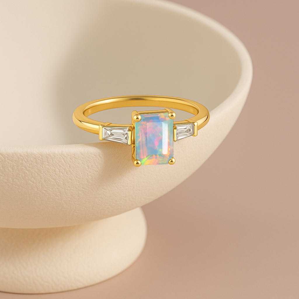 White Opal Hypoallergenic Statement Promise Wedding Ring