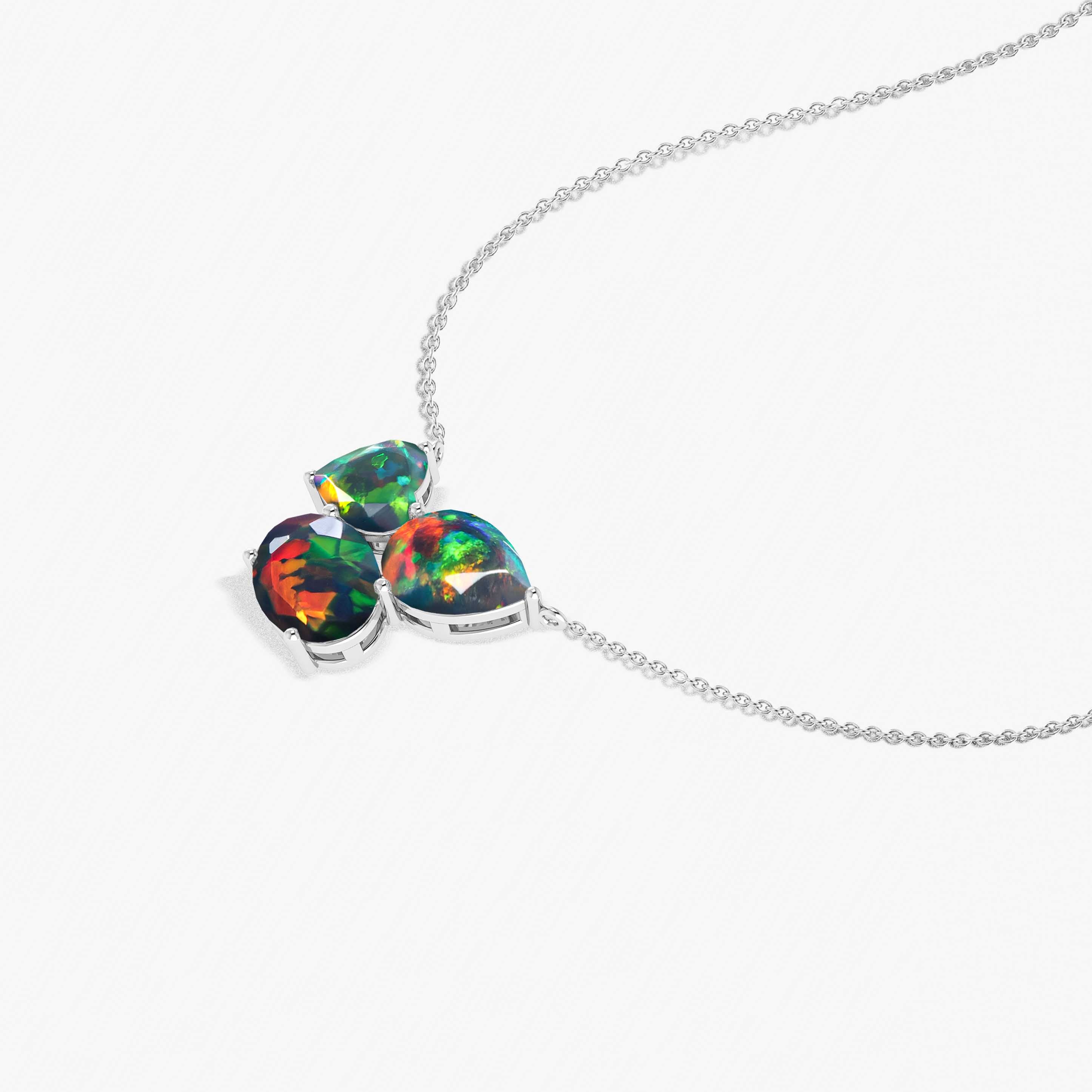 Black Opal Silver Necklace