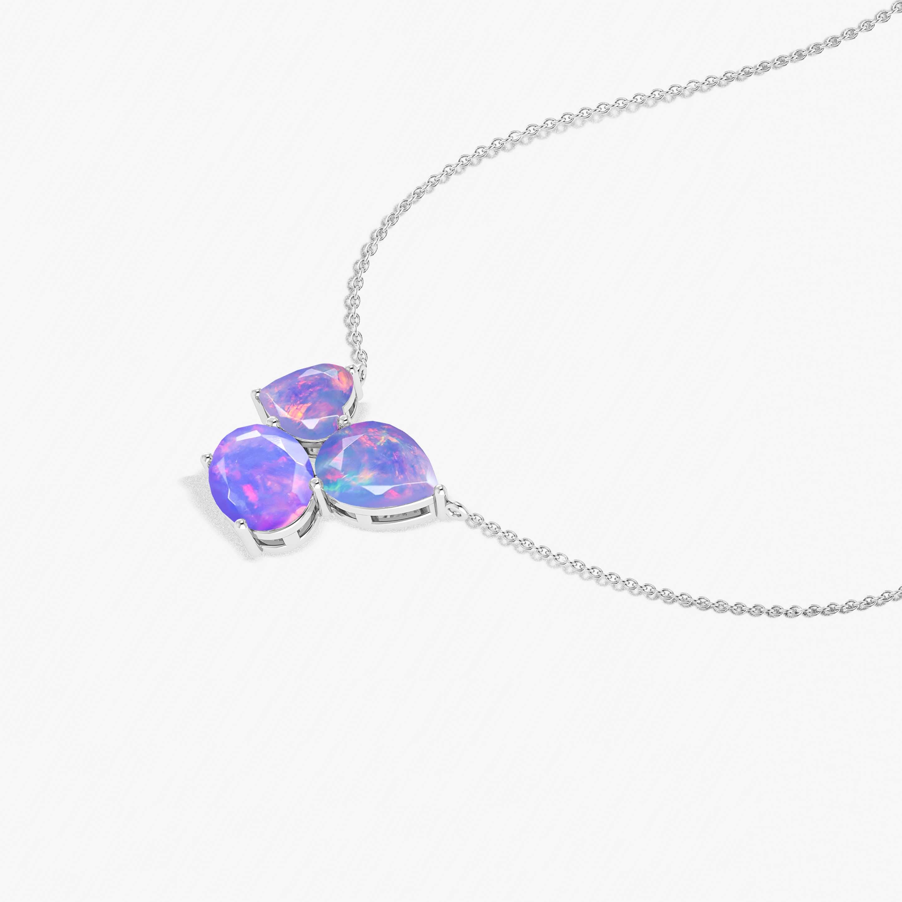 Lavender Opal Three Stone Pendant Jewelry