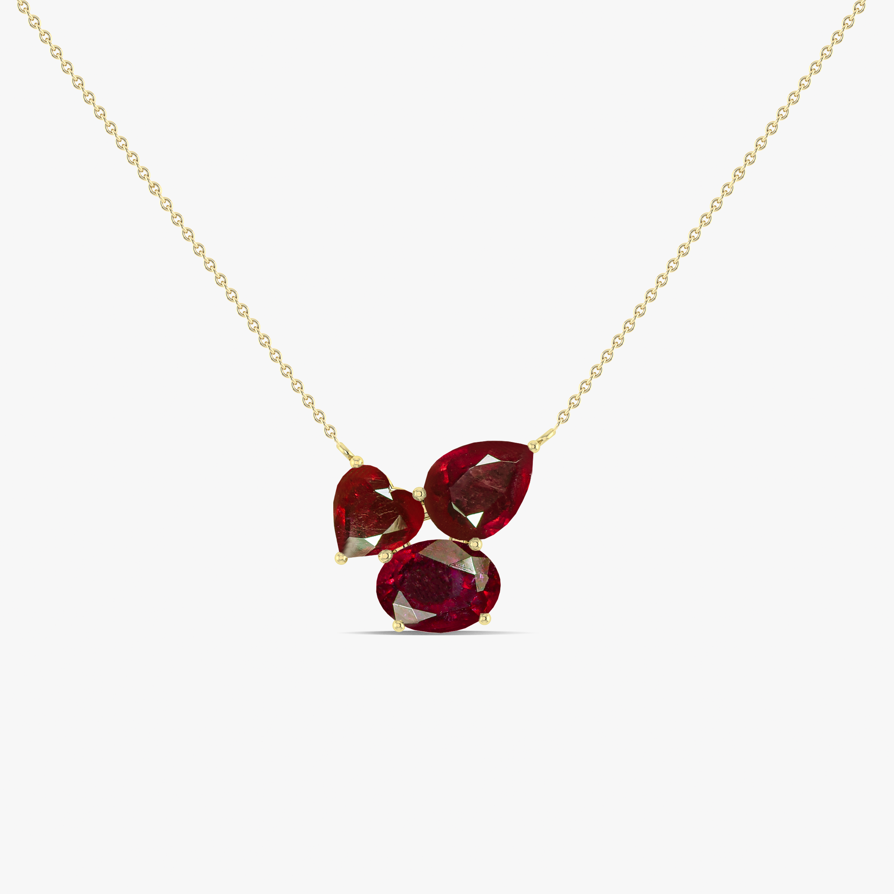 Multi Ruby Pendant Necklace