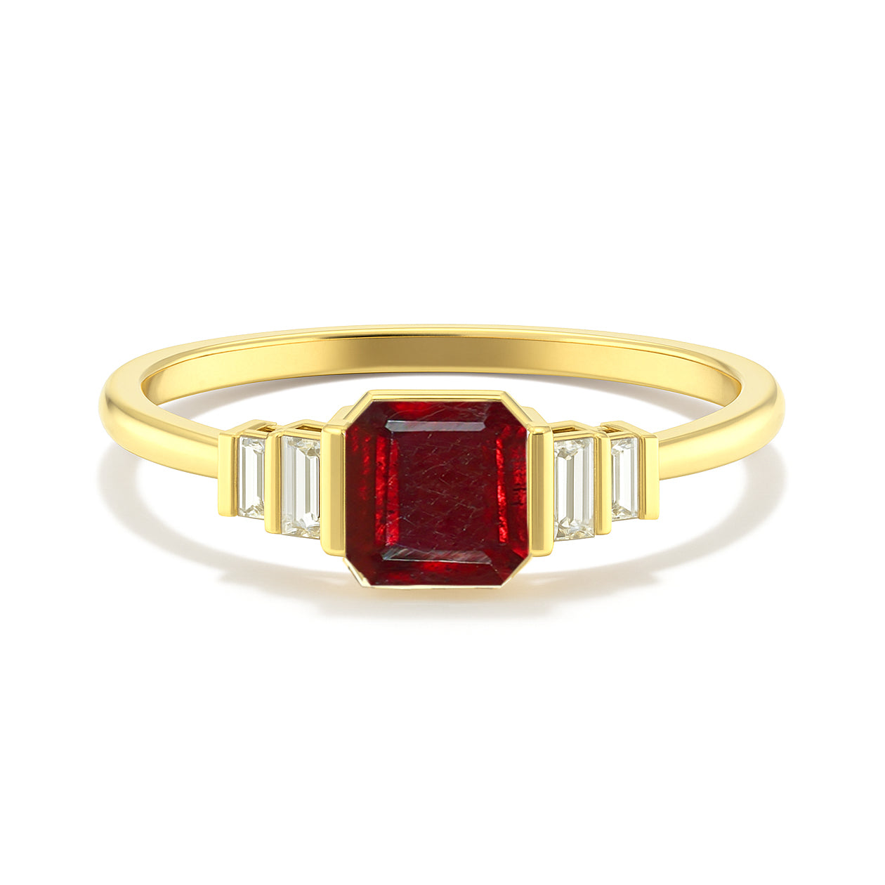 Ruby Stackable Ring in Sterling Silver & Gold Plated October Birthstone