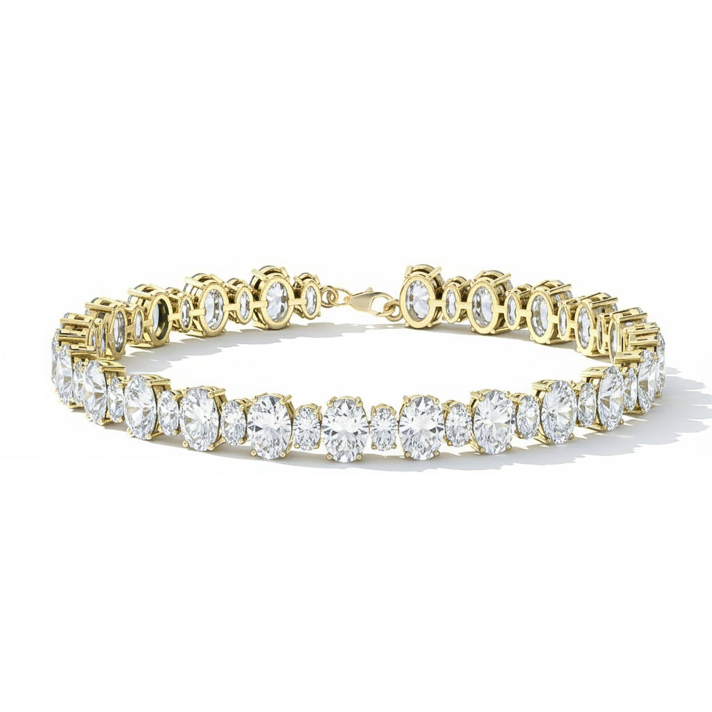 Simulated Oval Tennis Bracelet in 925 Sterling Silver 7x5 MM 34.50ct