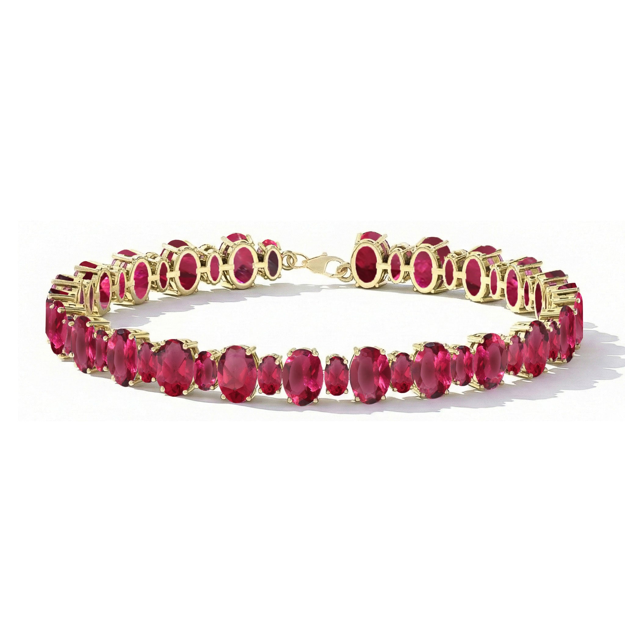 Pink Tourmaline Oval Tennis Bracelet in 925 Sterling Silver 7x5 MM 34.50ct
