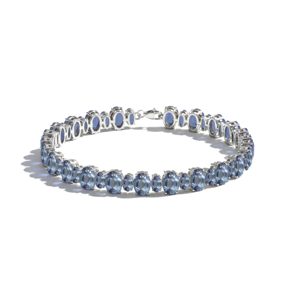 Alexandrite Oval Tennis Bracelet in 925 Sterling Silver 7x5 MM 34.50ct