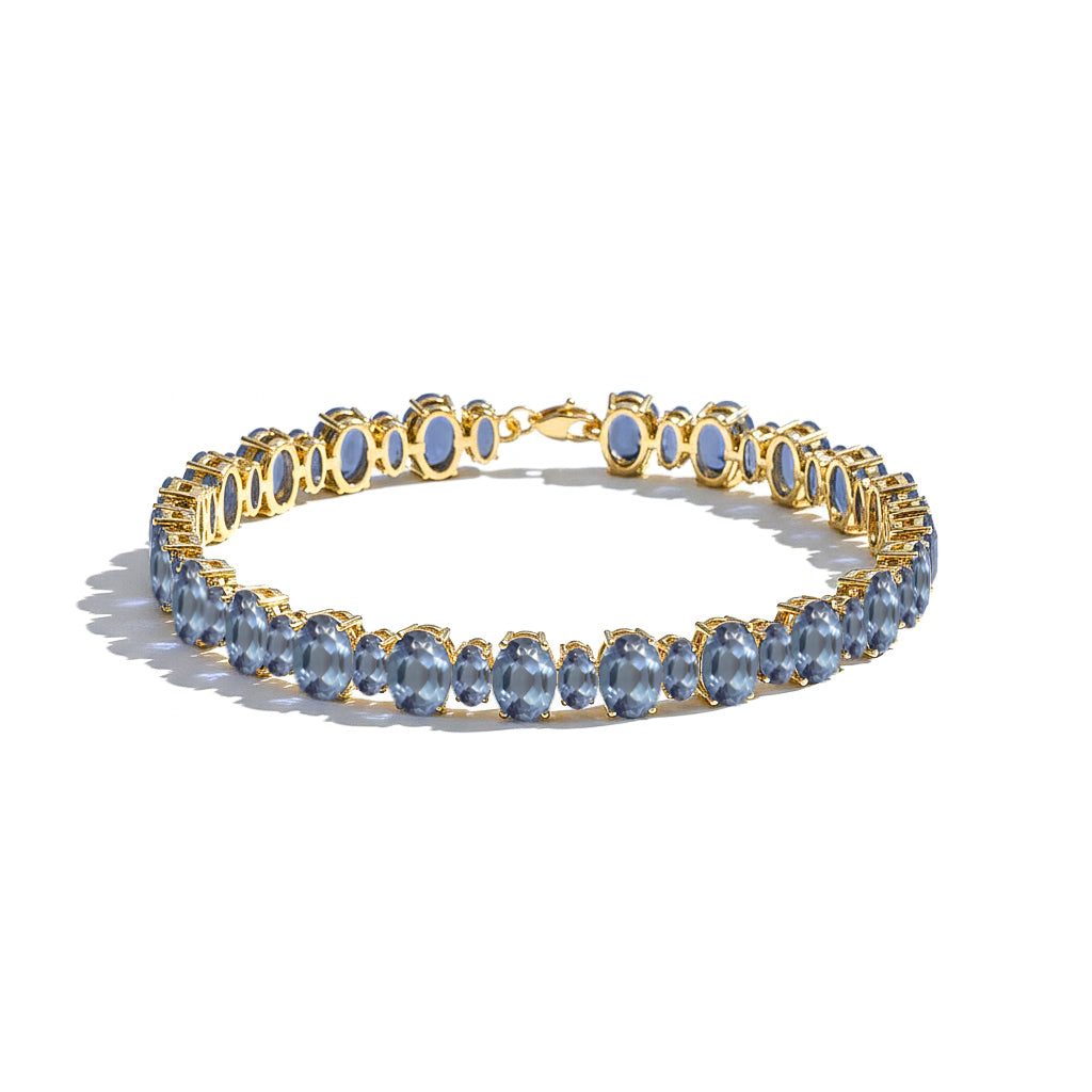 Alexandrite Oval Tennis Bracelet in 925 Sterling Silver 7x5 MM 34.50ct