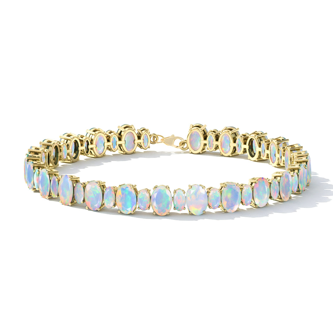 White Opal Oval Tennis Bracelet in 925 Sterling Silver 7x5 MM 34.50ct