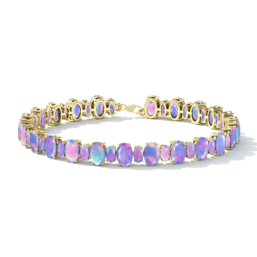 Lavender Opal Oval Tennis Bracelet in 925 Sterling Silver 7x5 MM 34.50ct