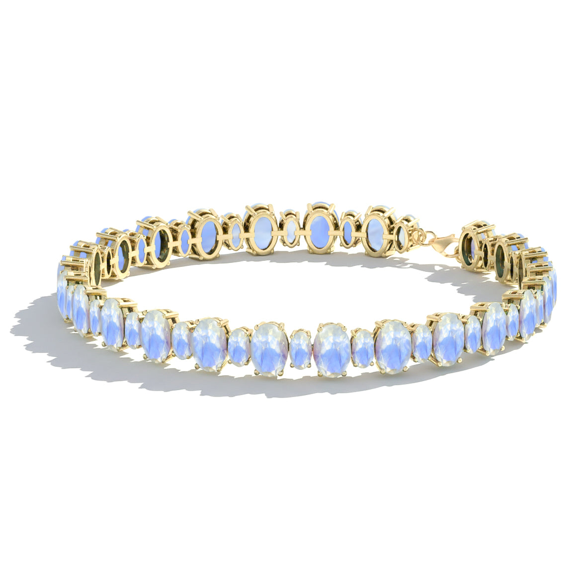 Moonstone Oval Tennis Bracelet in 925 Sterling Silver 7x5 MM 34.50ct