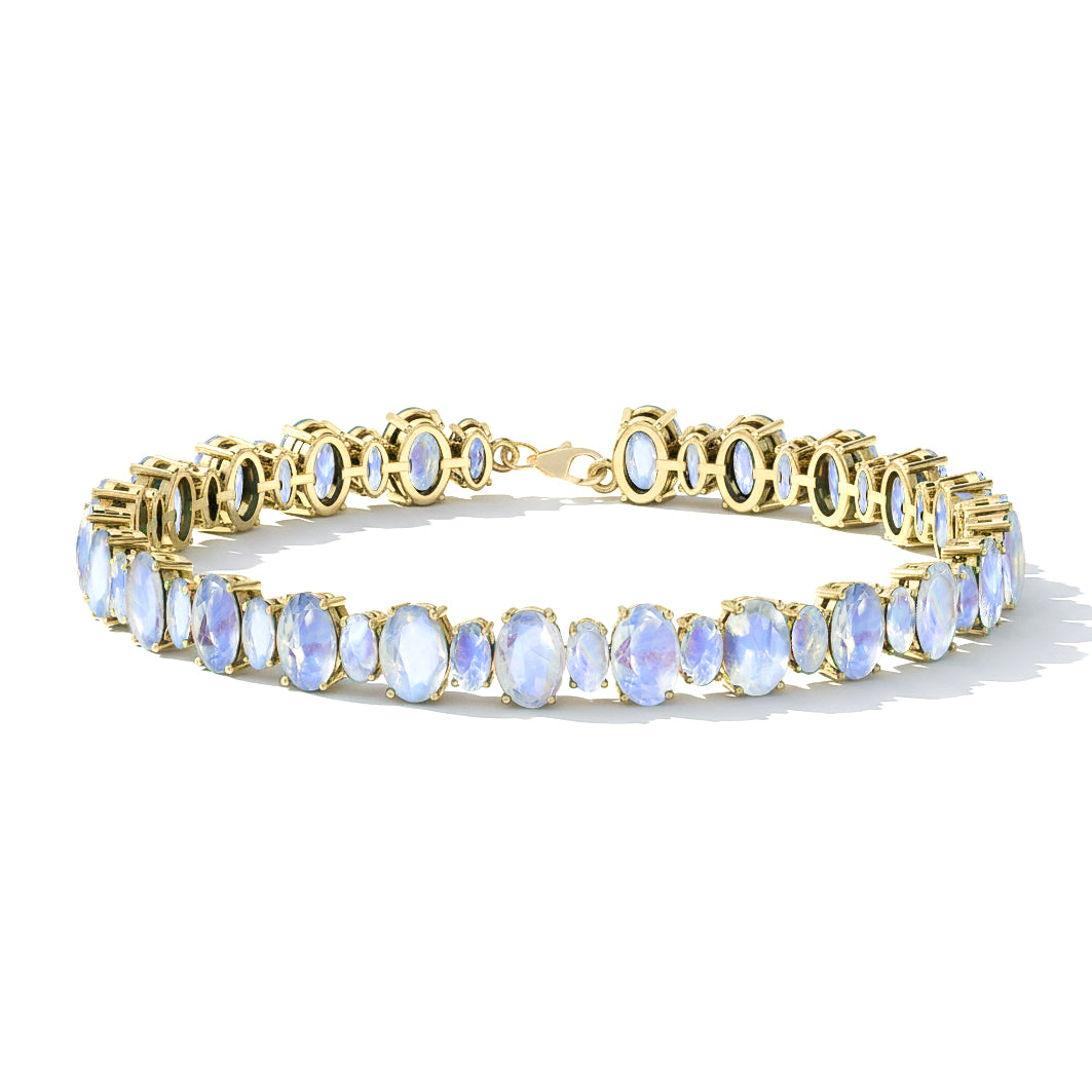 Moonstone Oval Tennis Bracelet in 925 Sterling Silver 7x5 MM 34.50ct