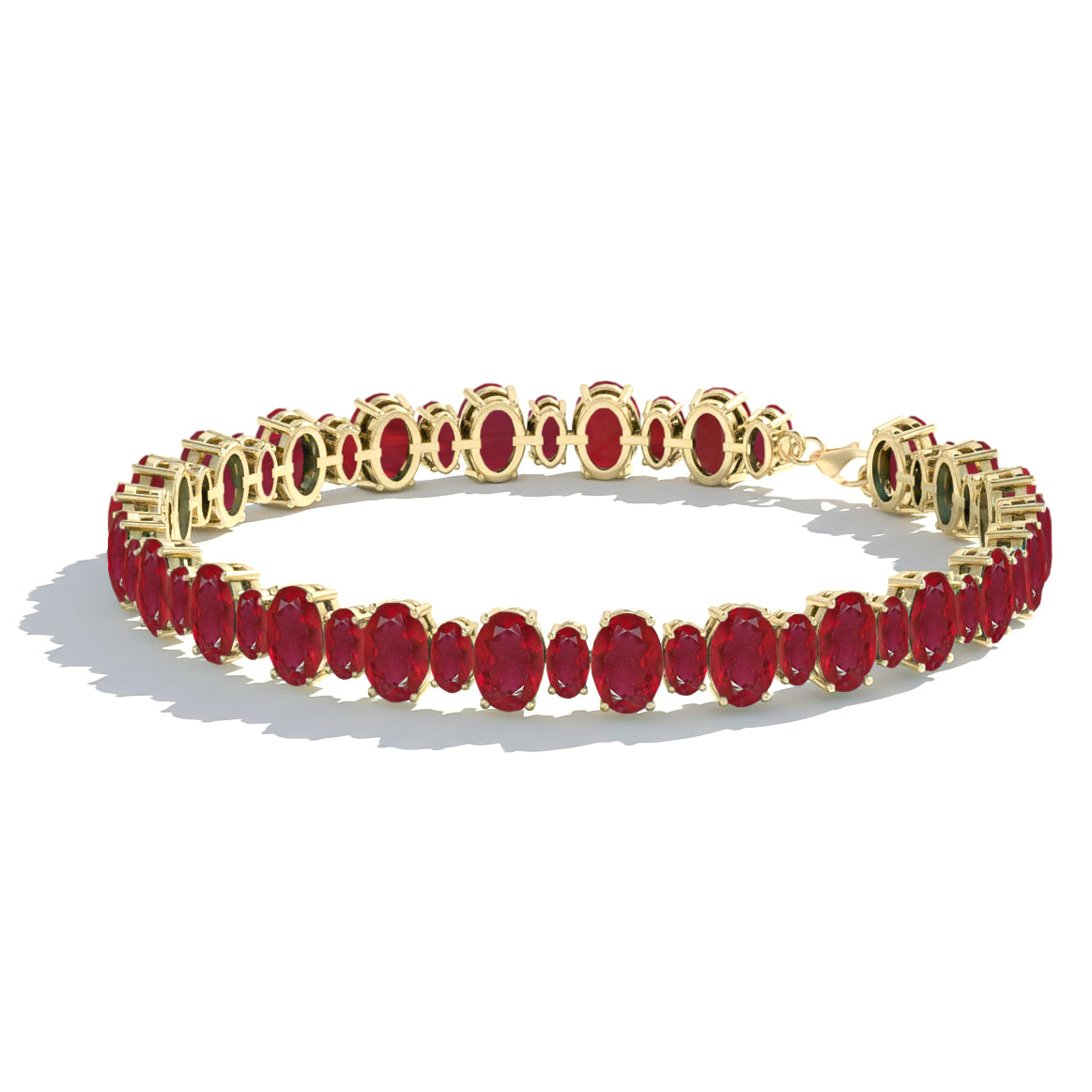 Ruby Oval Tennis Bracelet in 925 Sterling Silver 7x5 MM 34.50ct