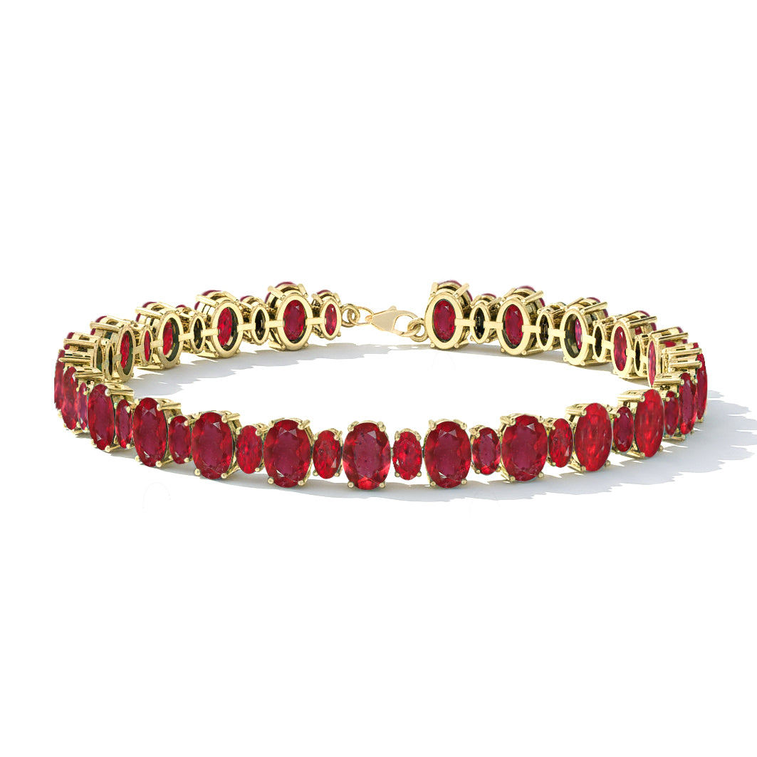 Ruby Oval Tennis Bracelet in 925 Sterling Silver 7x5 MM 34.50ct