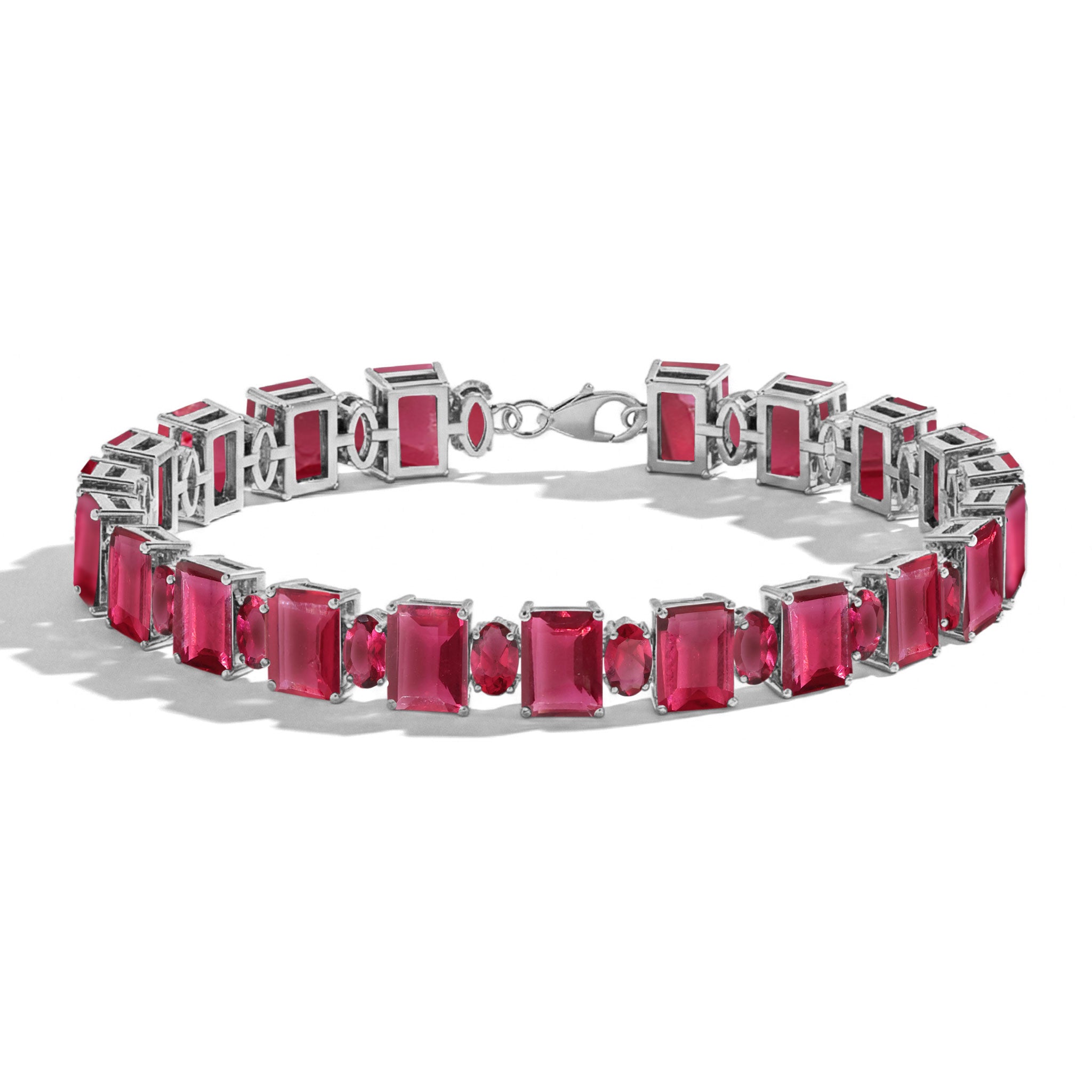 Pink Tourmaline Octagon Tennis Bracelet in 925 Sterling Silver 7x5 MM 34.50ct