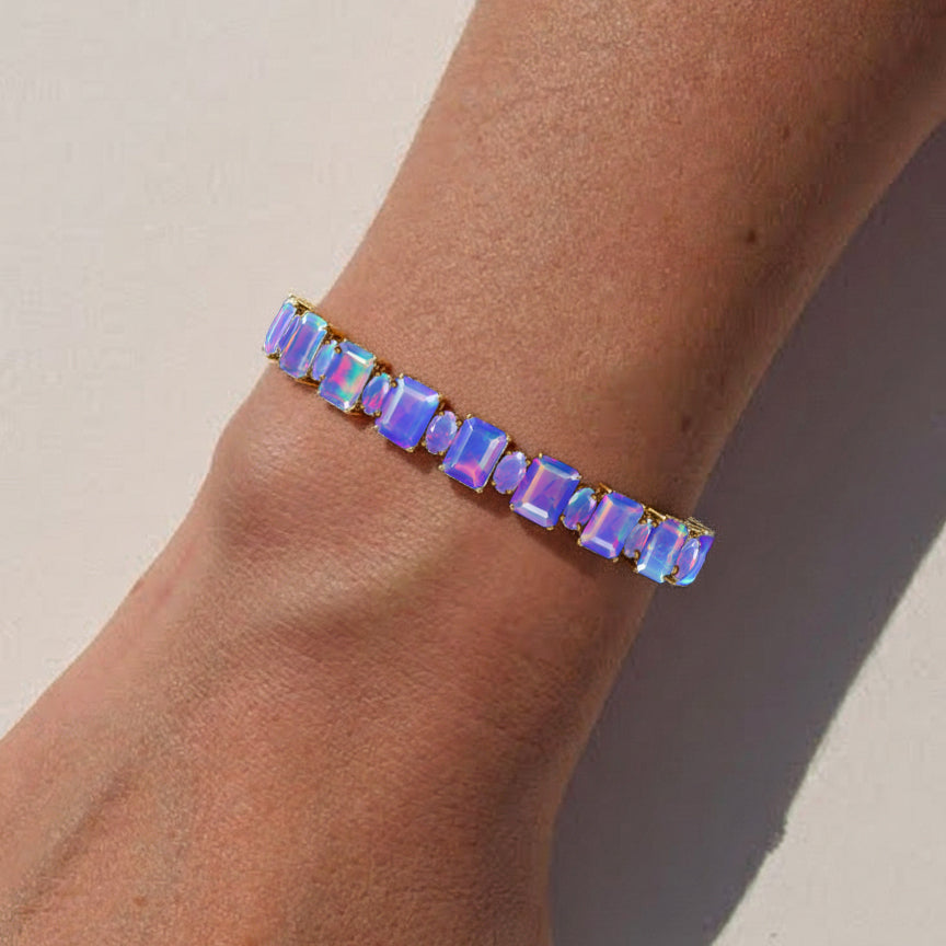 Lavender Opal Octagon Tennis Bracelet in 925 Sterling Silver 7x5 MM 34.50ct