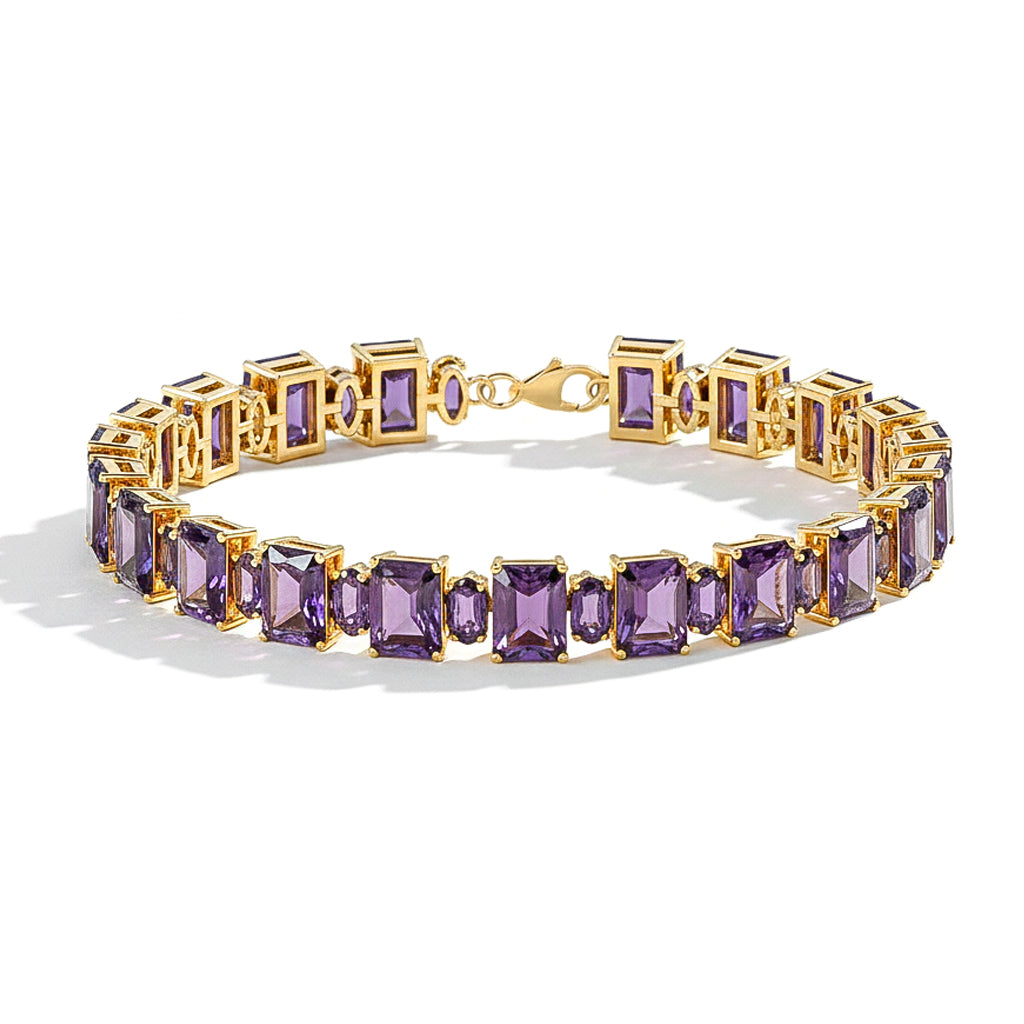 Amethyst Octagon Tennis Bracelet in 925 Sterling Silver 7x5 MM 34.50ct