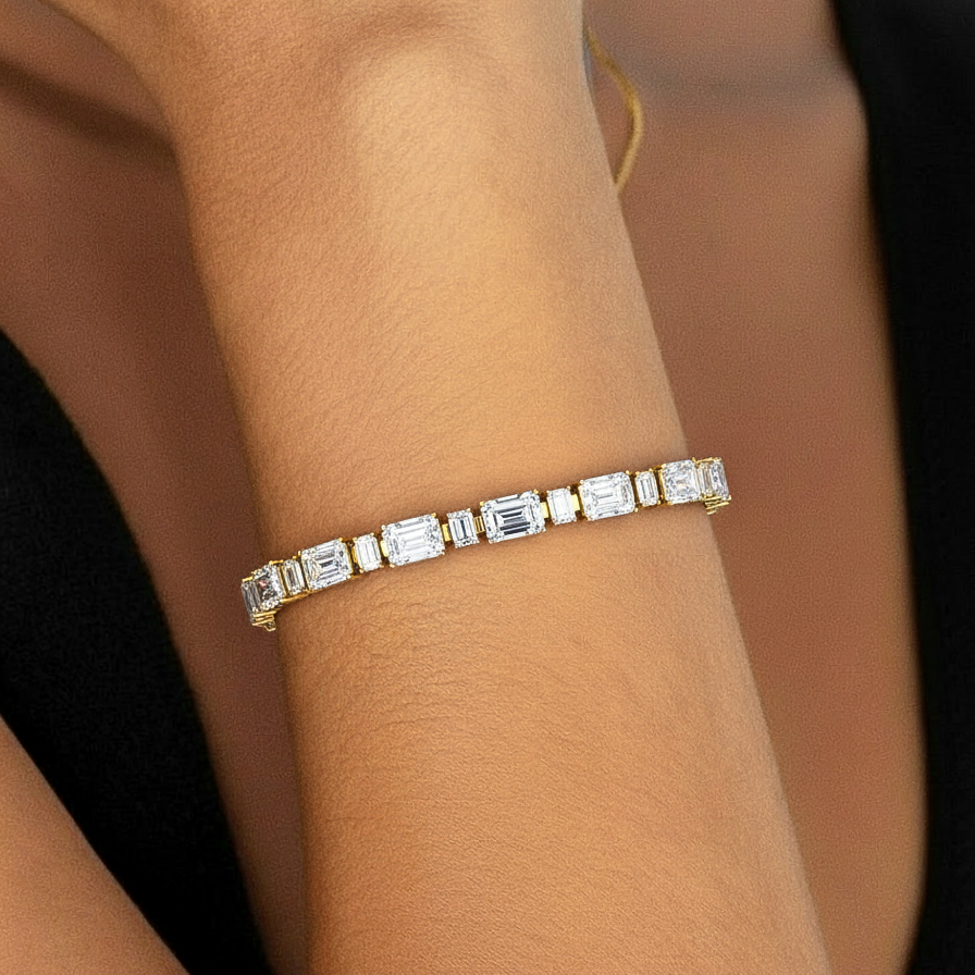 Moonstone Octagon Tennis Bracelet in 925 Sterling Silver 7X5 MM 24.15ct